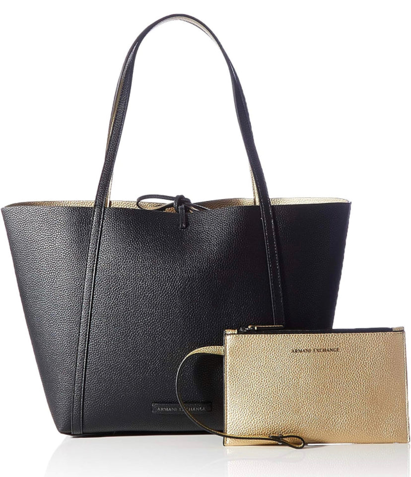 ARMANI EXCHANGE Pebble Reversible, Borsa a Mano Donna, Schwarz, 29x13x44 cm (B x H x T)