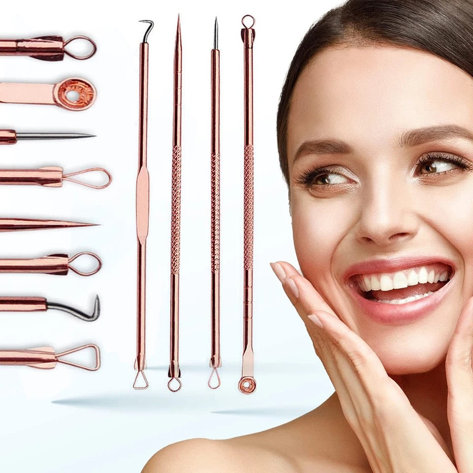 Set di quattro pezzi in acciaio inossidabile ago per brufoli strumenti per la rimozione dell'acne
