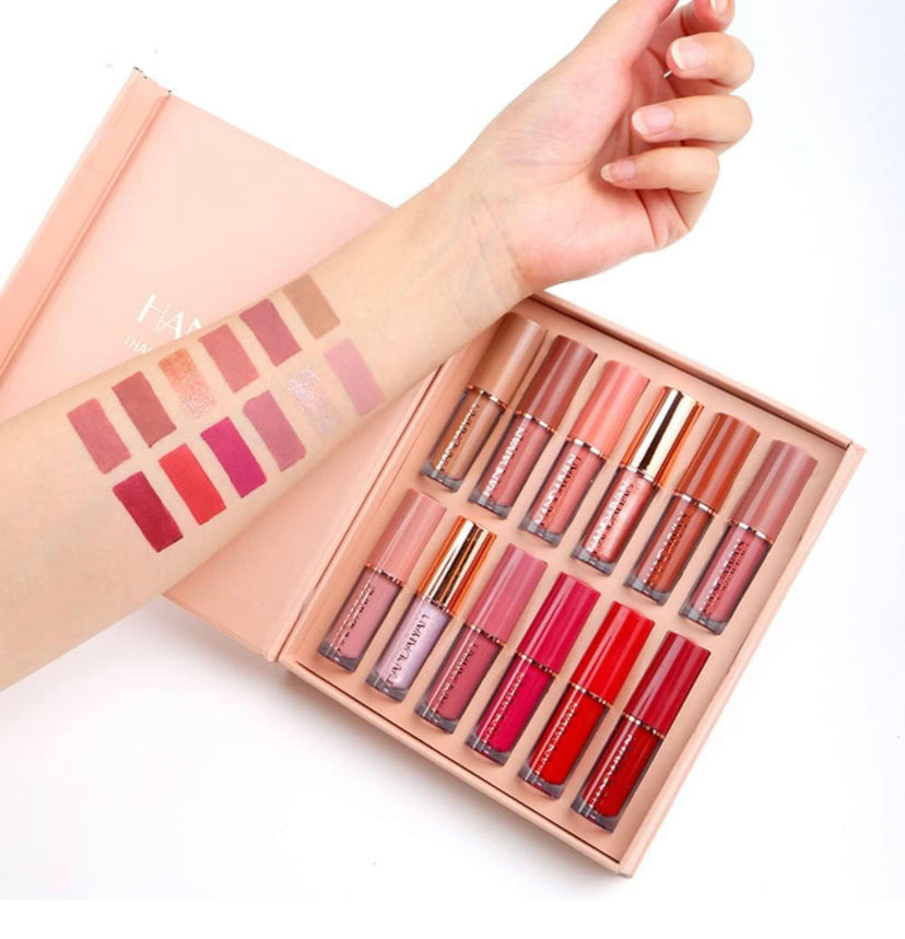 Set di trucco per rossetto, rossetto opaco, labbra di bellezza durature, pigmenti intensi, impermeabile a lunga durata, set regalo (12 colori), regalo per donne (A)
