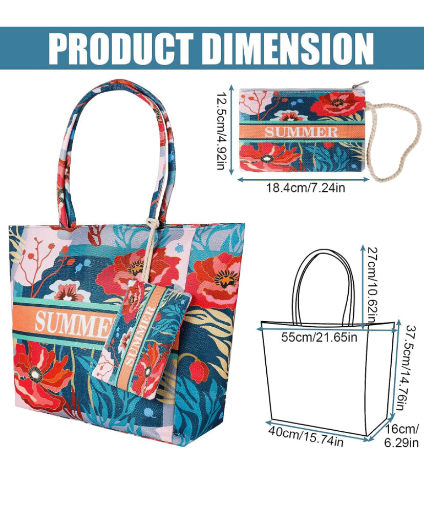 Victse Borsa da Spiaggia Donna, Grande Borsa Mare per Donna Borsa da Viaggio, Borsa in Tela con Cerniera per Spiaggia, Viaggio, Piscina, Shopping