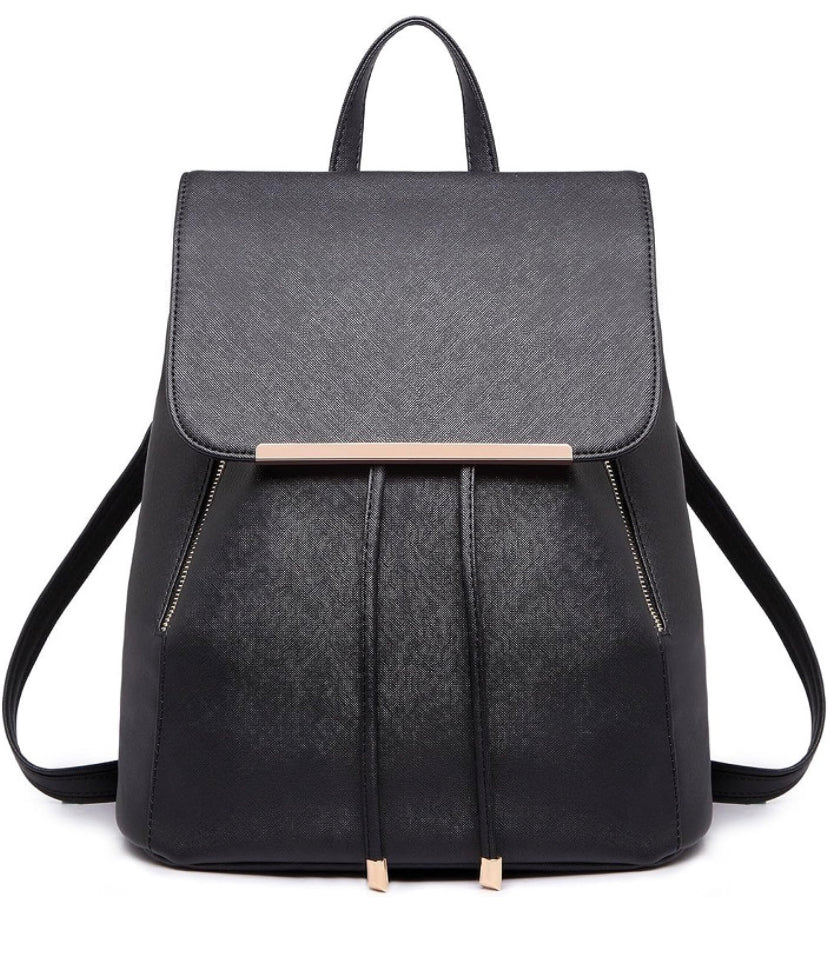 Miss Lulu Casual Zaino Fashion Shell con Coulisse Zaino in Pelle Sintetica con Motivo a Croce Zaino di Medie Dimensioni