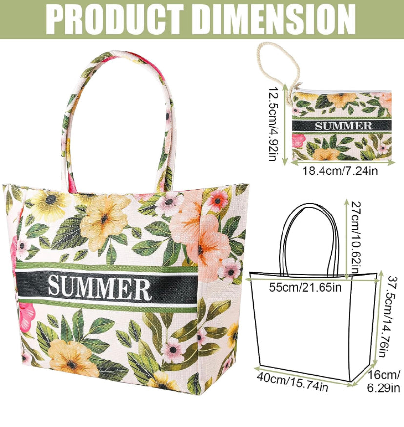 Victse Borsa da Spiaggia Donna, Grande Borsa Mare per Donna Borsa da Viaggio, Borsa in Tela con Cerniera per Spiaggia, Viaggio, Piscina, Shopping
