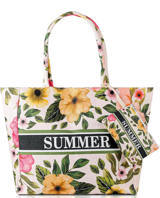 Victse Borsa da Spiaggia Donna, Grande Borsa Mare per Donna Borsa da Viaggio, Borsa in Tela con Cerniera per Spiaggia, Viaggio, Piscina, Shopping