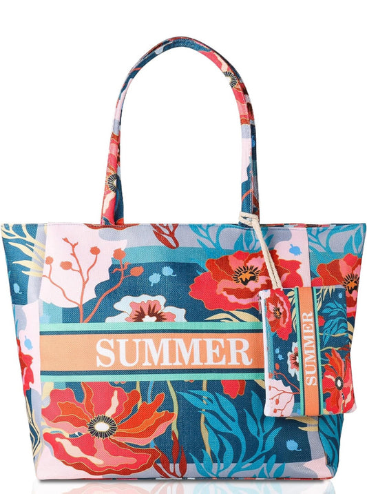 Victse Borsa da Spiaggia Donna, Grande Borsa Mare per Donna Borsa da Viaggio, Borsa in Tela con Cerniera per Spiaggia, Viaggio, Piscina, Shopping