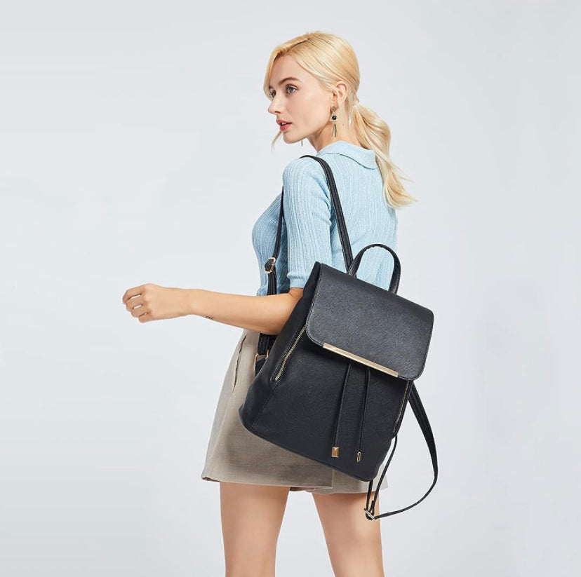 Miss Lulu Casual Zaino Fashion Shell con Coulisse Zaino in Pelle Sintetica con Motivo a Croce Zaino di Medie Dimensioni