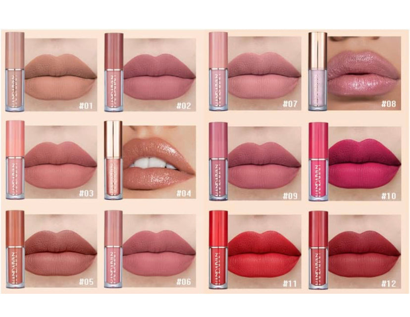 Set di trucco per rossetto, rossetto opaco, labbra di bellezza durature, pigmenti intensi, impermeabile a lunga durata, set regalo (12 colori), regalo per donne (A)