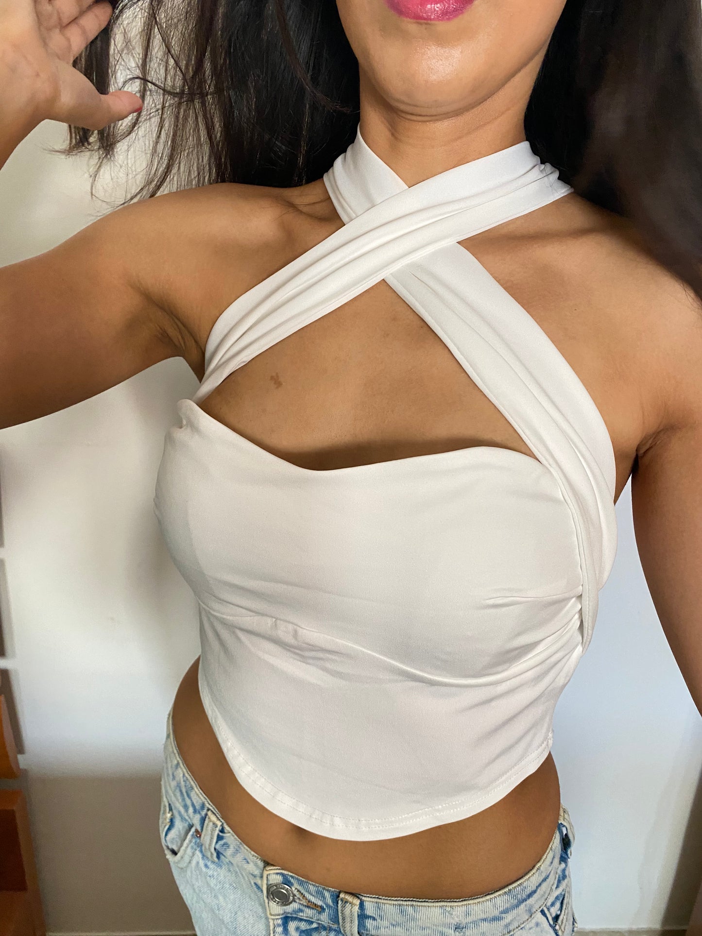Top bianco incrociato