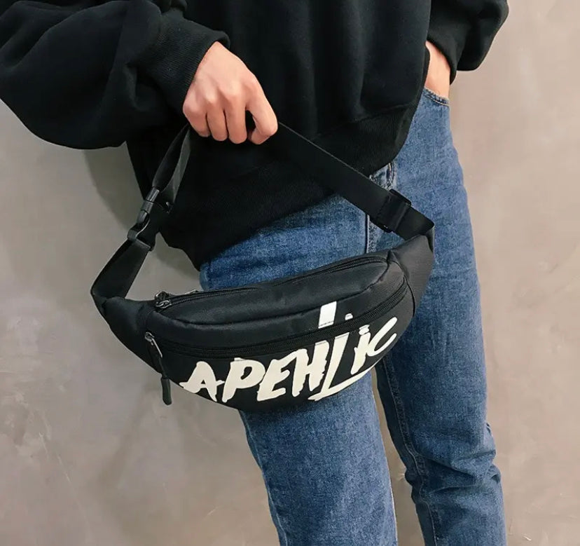 Marsupio regolabile nero con tre tasche