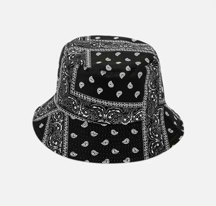 Cappello a secchiello con motivo Paisley, doppia faccia