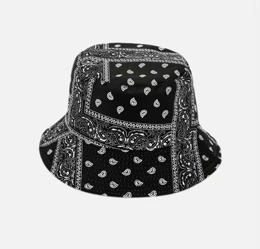 Cappello a secchiello con motivo Paisley, doppia faccia