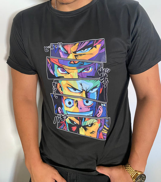 Tshirt casual nera con stampa anime